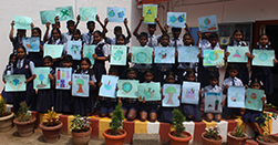 Sree Sabari School_students displaying the drawings they worked on